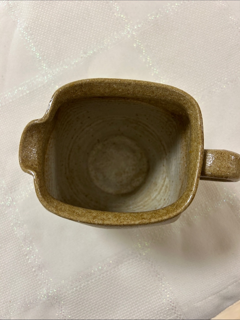 Handmade vintage Stoneware Creamer Pitcher in Olive Brown image 2